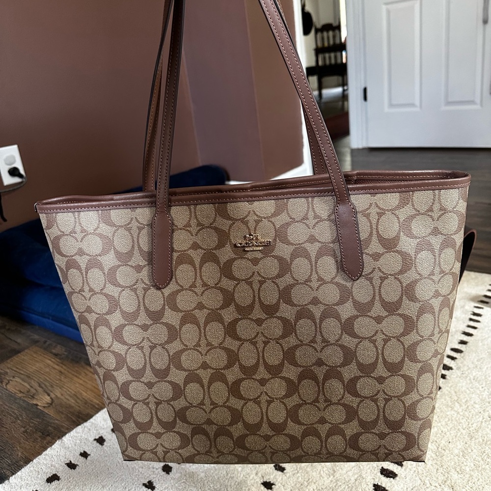 Coach Tan and Brown Signature Tote